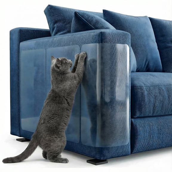 Cat Scratch Furniture Protector,【8 Pack】Cat Scratch Deterrent Tape, Furniture Protectors Training Tape, Couch Corner Cat Scratch Repellent with 60 PCS Upholstery Pins, White