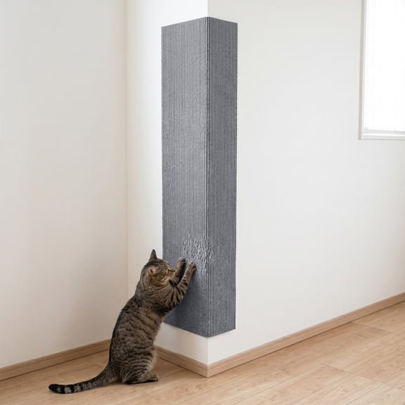 Cat Scratch Mat - Double-Sided Carpet Wall Mounted Cat Scratcher,Versatile Self-Adhesive Replacement for Cat Climbing Training,Furniture Protection,78.74x15.75 Inch,Black