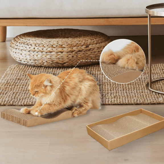Cat Scratch Pad Cardboard Scratcher Box,2PCS in 1 Scratching Board for Indoor Cats,Reversible,with Catnip