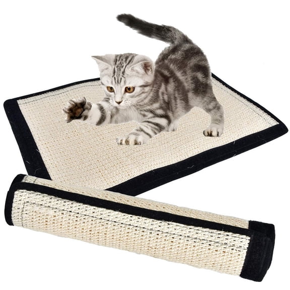 Cat Scratch Pad Couch Corner Kitty Scratching Bed Post Tree Ramp Cardboard Replacement, Sisal Thin Scratcher Mat Protecting Furniture Sofa Chair Desk Legs 12 X 8 Inch