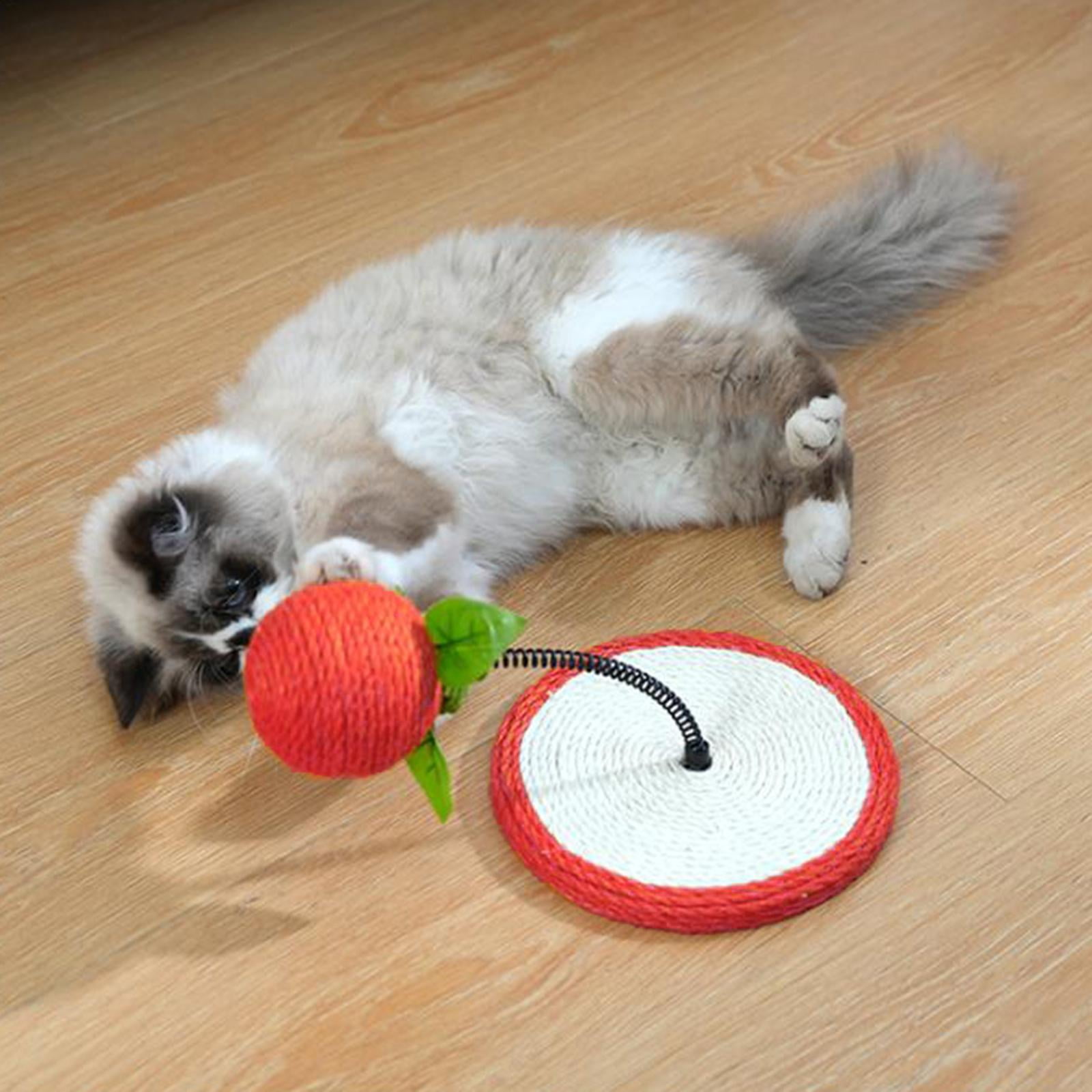 Cat Scratch Pad Interactive Cat Toy Kitty Cat Scratcher Toy with Sisal Ball Red