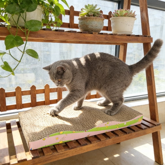 Cat Scratch Pad, Waved Cardboard Cat Scratcher, Scratching Board for Small Medium Size Cats, Kittens, Protects Furniture & Couch,C