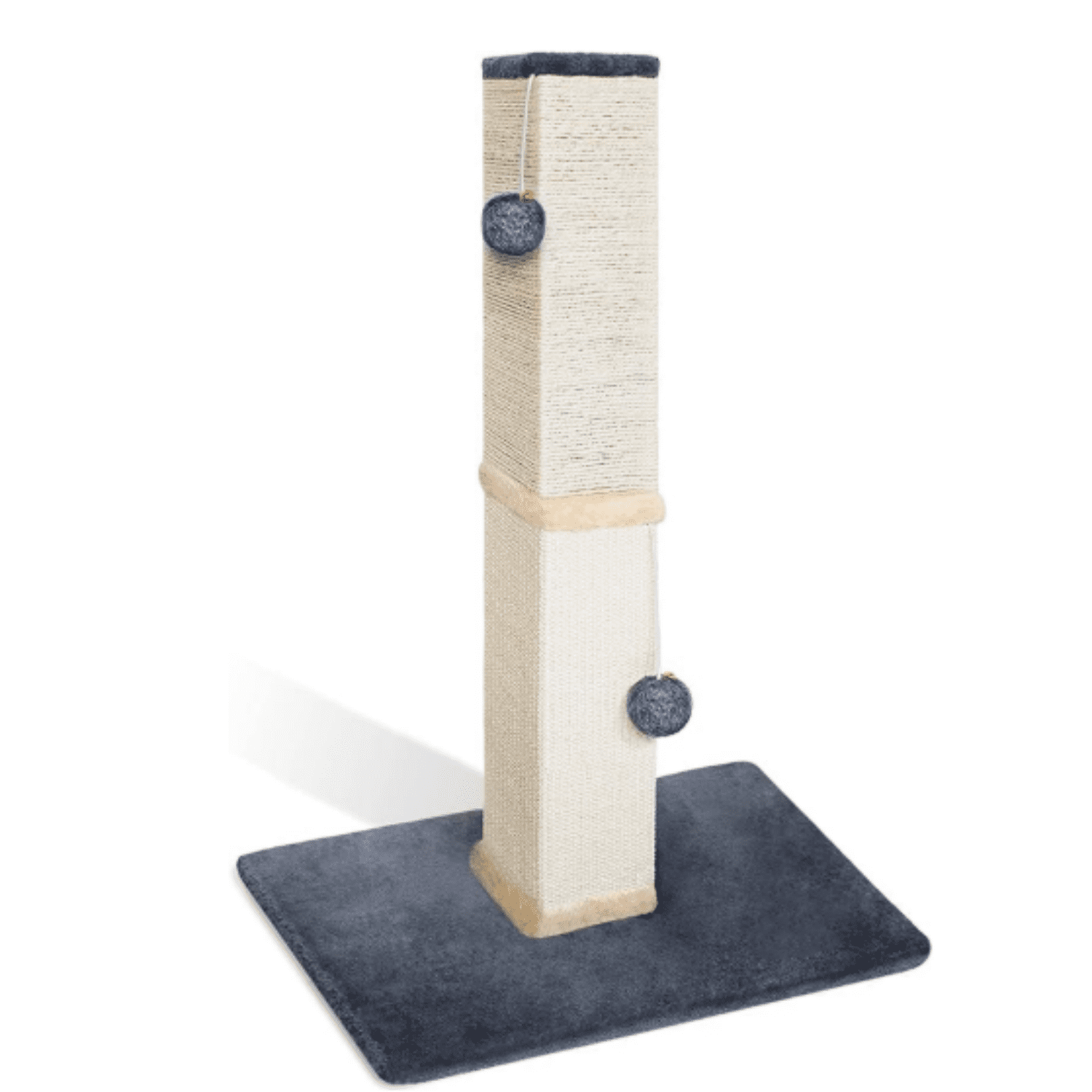 Cat Scratch Post Tower - 32” Tall Cat Scratching Post with Jingle Bells and P Balls - Sisal Cat Scratcher with Larger Base for Better Stability - Cat Scratching Posts for Indoor Cats