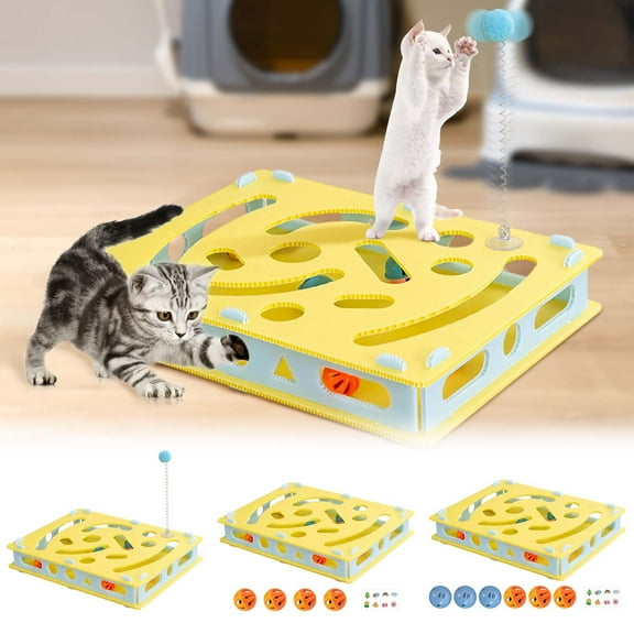 Cat Scratch Puzzle Box Interactive Nail File Enrichment Maze Mental Stimulation Toy for Cats & Kittens