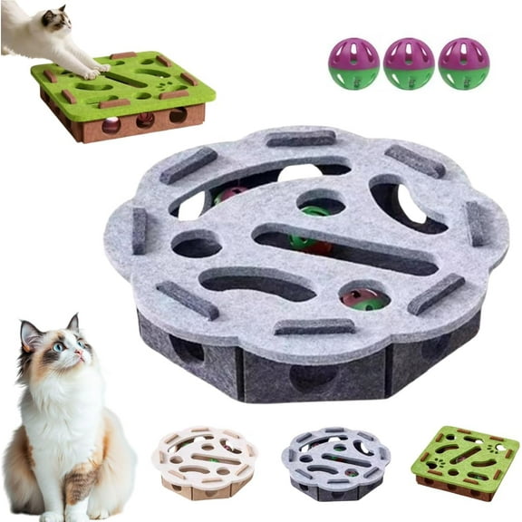 Cat Scratch Puzzle Enrichment Box, 2026 New Cat Nail File Enrichment Box for Indoor Cats Self Play, Interactive Nail File Scratch with 3 Bell Balls, Stimulate Kittern Energy and Instincts (White)