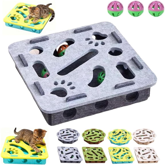 Cat Scratch Puzzle Enrichment Box,Cat Maze, Cats Scratch Puzzle Enrichment, Indoor Cat Scratcher for Hunting, Stimulate Kittern Energy and Instincts