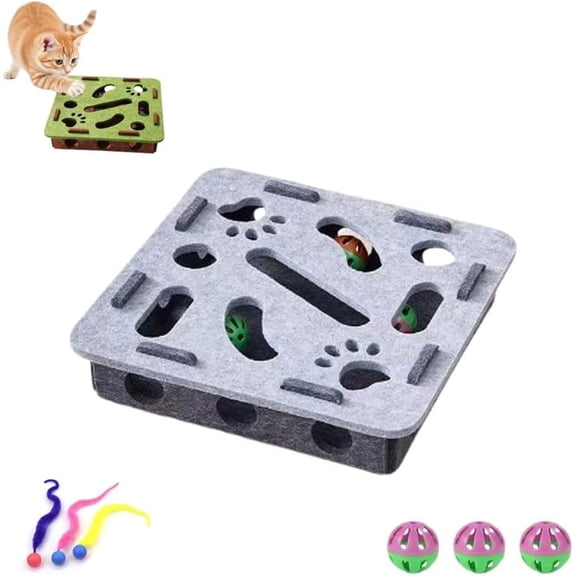 Cat Scratch Puzzle Enrichment Box, Cat Nail File Enrichment Box with Balls, Interactive Cats Scratches Puzzle Boxs - Bite & Scratch Resistant, for Indoor Bored Cats Scratching Hunting