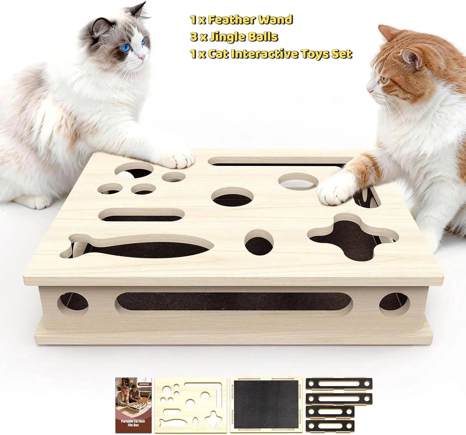 Cat Scratch Puzzle Enrichment Box, Cat Nail File Enrichment Box Sandpaper, Interactive Cats Treat Toy Stress Free, Scratchers That Trim Nails