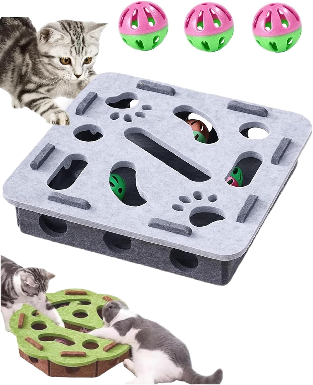 Cat Scratch Puzzle Enrichment Box, Interactive Cat Nail File Toy for ...