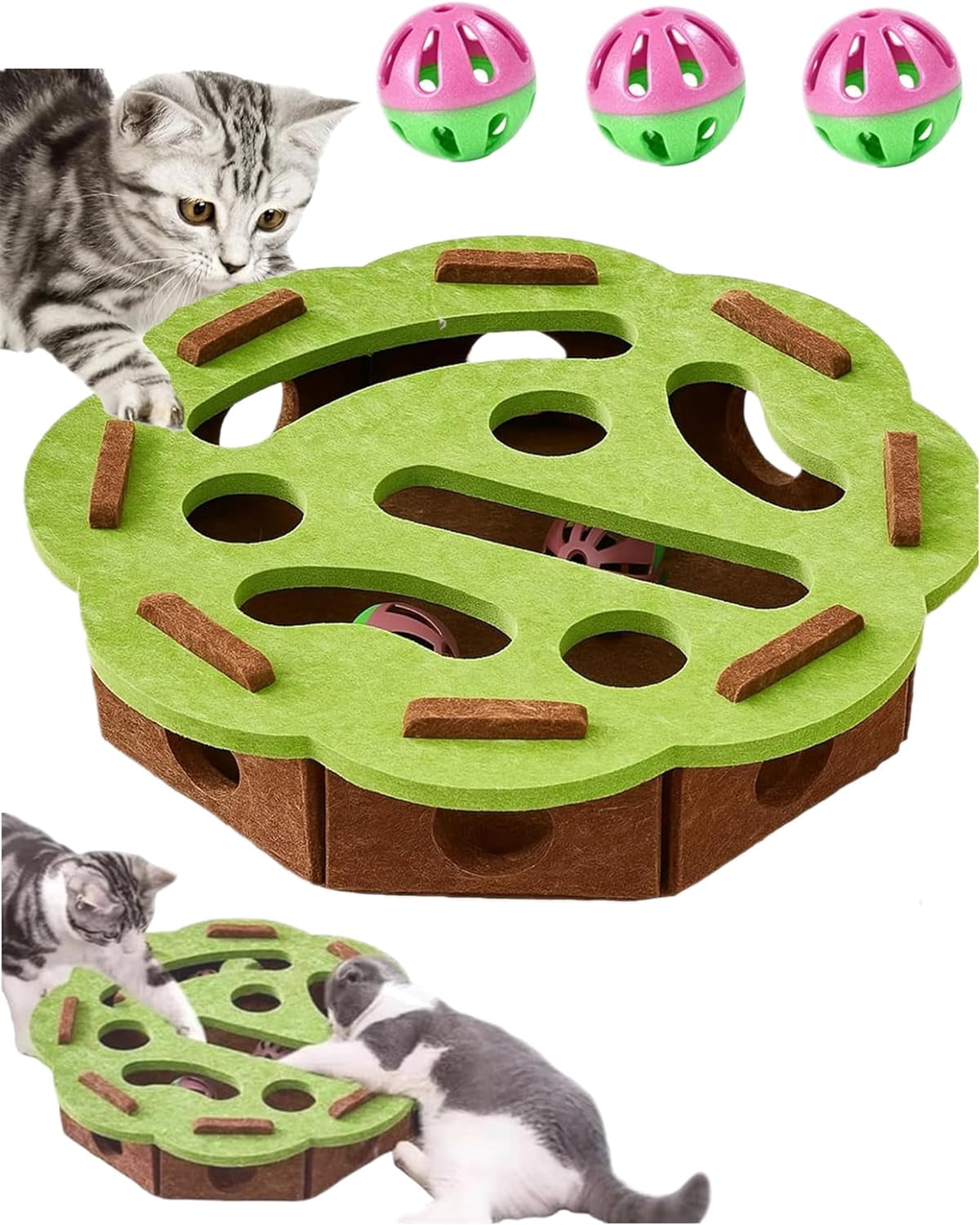 Cat Scratch Puzzle Enrichment Box, Interactive Cat Nail File Toy for ...