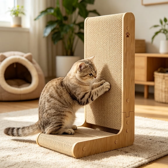 Cat Scratcher,24 Inch L-Shaped Cat Scratch Pad, Vertical & Horizontal Scratching, Recyclable Vertical Cat Scratch Pad to Protect Furniture,Eco-Friendly