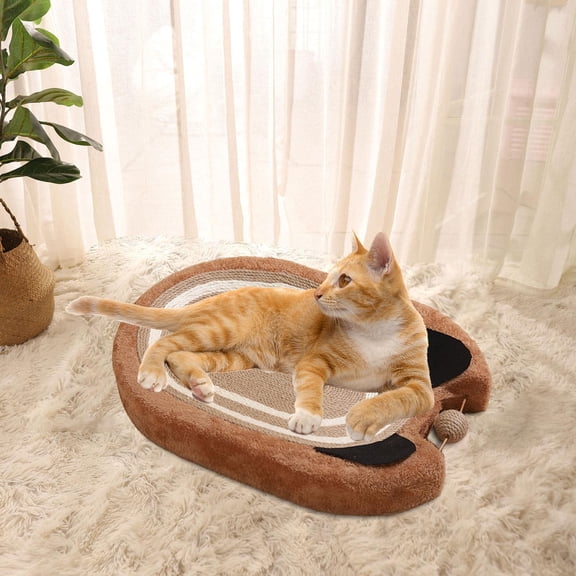 Cat Scratcher Bed Large Sisal Scratcher for Indoor Cats to Play, Rest, Grind Brown