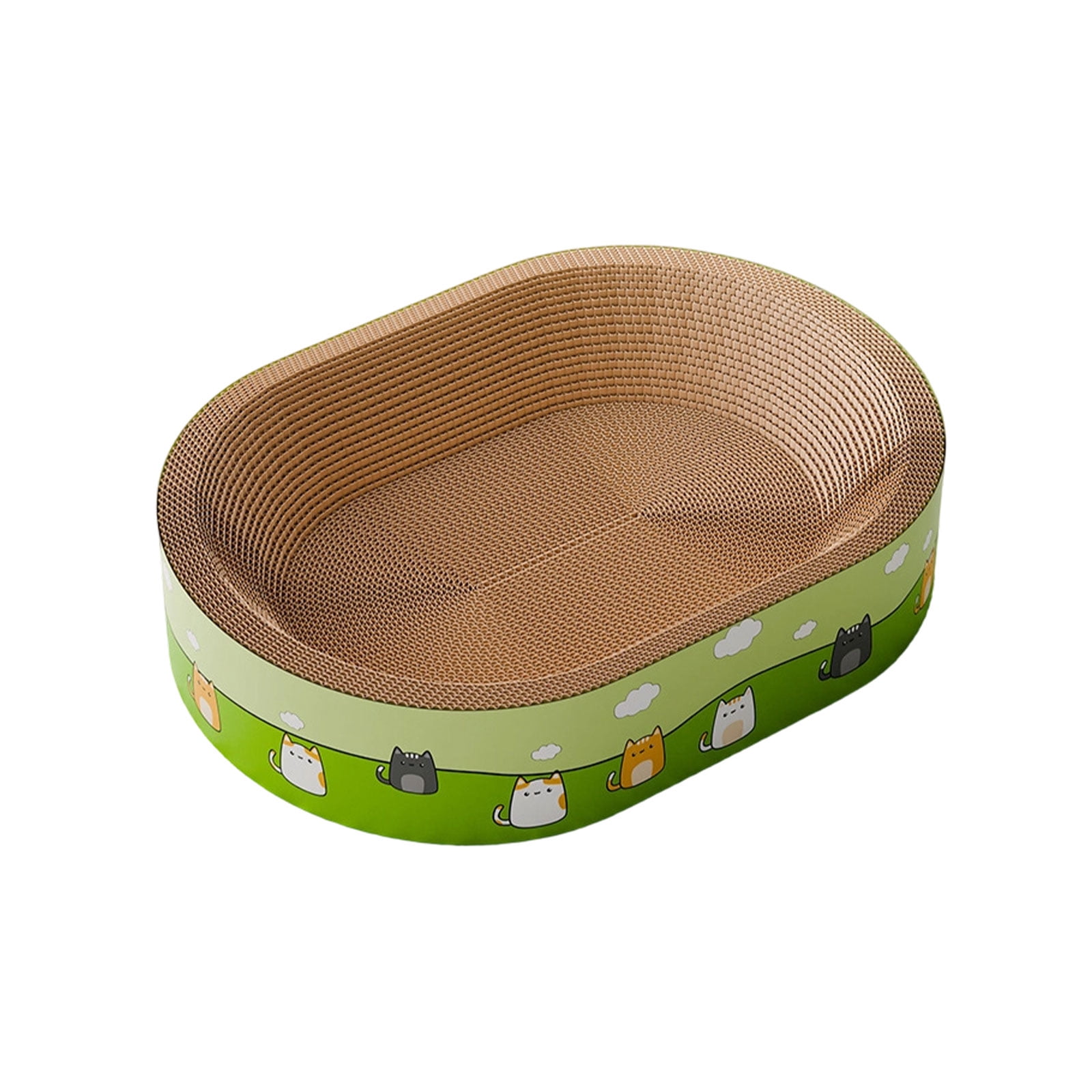 Cat Scratcher Bed, Oval Cat Scratcher Cardboard, Indoor Cat Scratch Bowl, Large Pad Cat Scratching Board for Furniture Protector