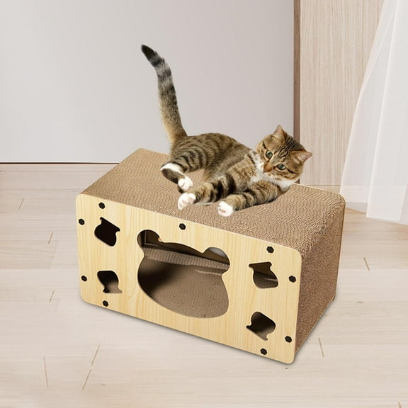 Cat Scratcher Box Lounge Scratching Board Corrugated Cardboard for Indoor Cats Bear 55x30x28cm