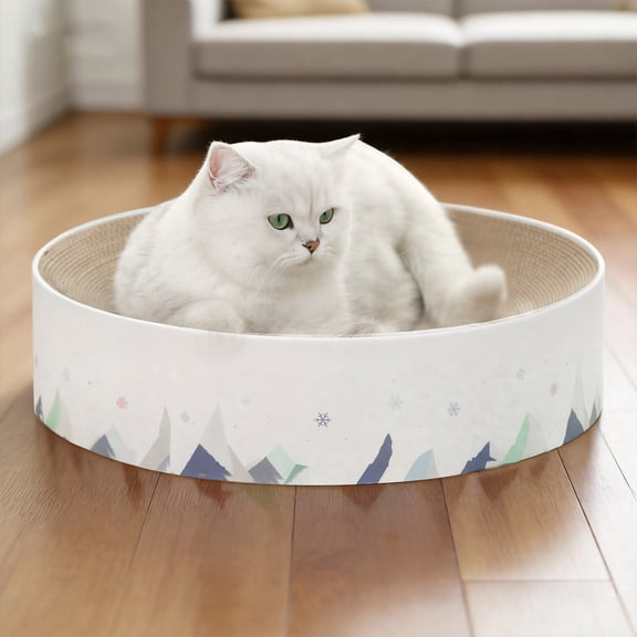 GARITIN Cat Scratcher Cardboard, 2 in 1 Round Cat Scratch Pad, Cat Scratcher Bowl for Indoor Cats/Kittens Grinding Claw, Durable Cat Scratch Board, Furniture Protecter