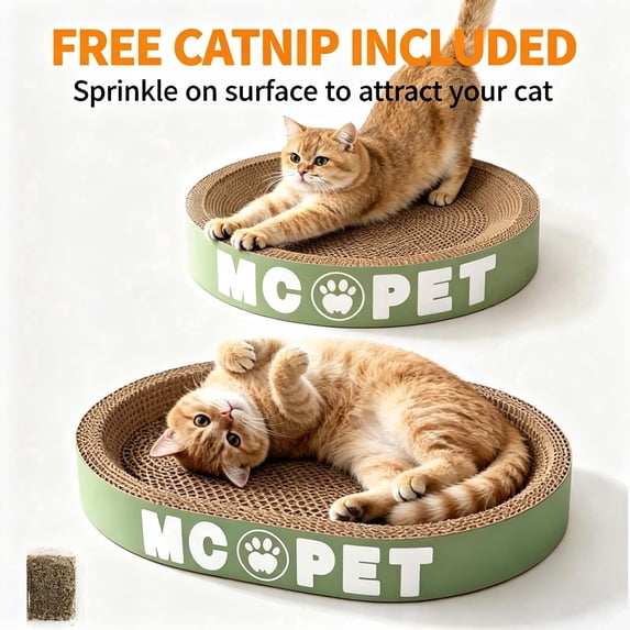 Cat Scratcher Cardboard Bed, Oval Shape Cat Scratching Lounges Bed with Catnip, Circle Cat Scratcher, Modern Cat Scratcher _ B