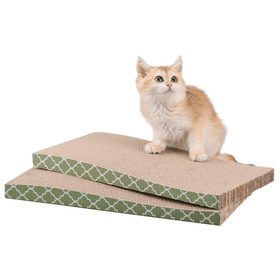 Cat Scratcher Cardboard Scratching Pads Scratch Lounge Bed with Catnip 3PCS Reversible Corrugated Cardboard with Scratch Box
