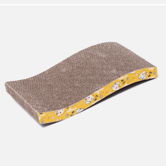 Corrugated Cardboard Cat Scratcher Wave Lounge Pad for Indoor Cats, Durable Scratch Board with Catnip, Furniture Protector Unbranded