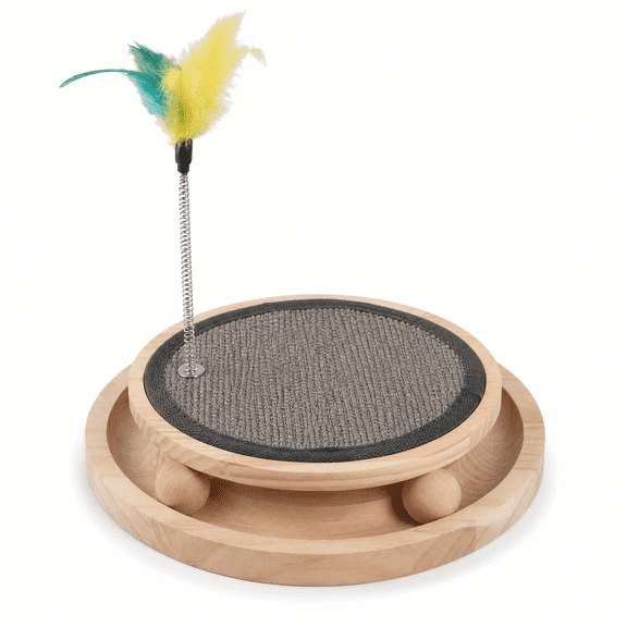 Natural Sisal Round Cat Scratcher,Interactive Cat Ball Track Toy for Indoor Cats,Cat Scratching Pads,Kitten Toys for Chasing Hunting Mental Physical Exercise Puzzle