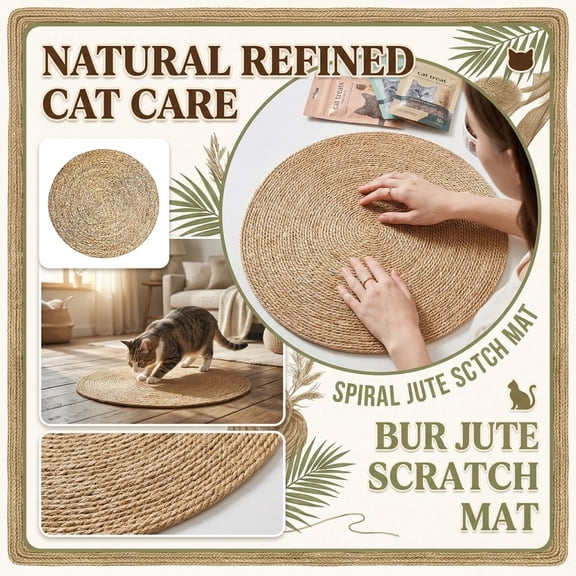 Cat Scratcher, Cat Scratching Board, Pet Mat, Scratching Pad, 16 Inch Diameter Round Woven Rattan Sisal Mat, Tan All Season Cat Scratching Pad, Multi Function Non Shedding Wear