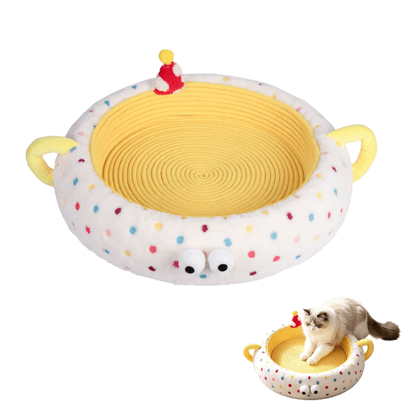 Cat Scratcher, Cotton Rope Interactive Nail File Enrichment Bed Cute Polka. Dot Cat Scratcher, Scratching Mat For Grinding Claws And Rest, Round Cardboard Cat Scratcher, For Indoor Outdoor