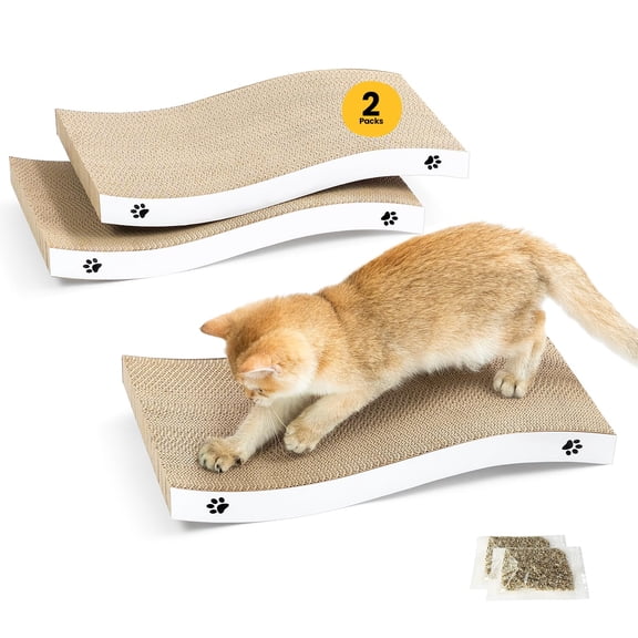 Cat Scratcher  Durable Scratch Pad Corrugated Cardboardd For Indoor Cats Heavy Duty Double-sidedability Recyclable With Catlarge 2 Pack
