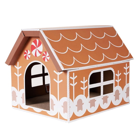 Cat Scratcher House Cardboard Cat House, Home Decoration, Cat Bed Cat Scratching Toy for Kitten Small Animals Christmas Gifts Gingerbread