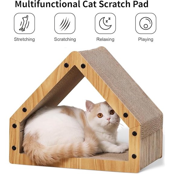 Cat Scratcher House, Cozy Cardboard Design, Safe and Secure for Kittens, Eco-Friendly, 16.14 in Bevelled Surface, Maximum Load Capacity 22 Lbs