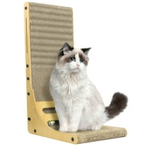 Cat Scratcher,L Shape Cat Scratch Pad with Built-in Toy Balls, 24.5 inch Scratch Pad for Cats,Vertical Wave Wall-Mount Cat Scratching Cardboard,Protecting Furniture Scratching Pads for  Cats