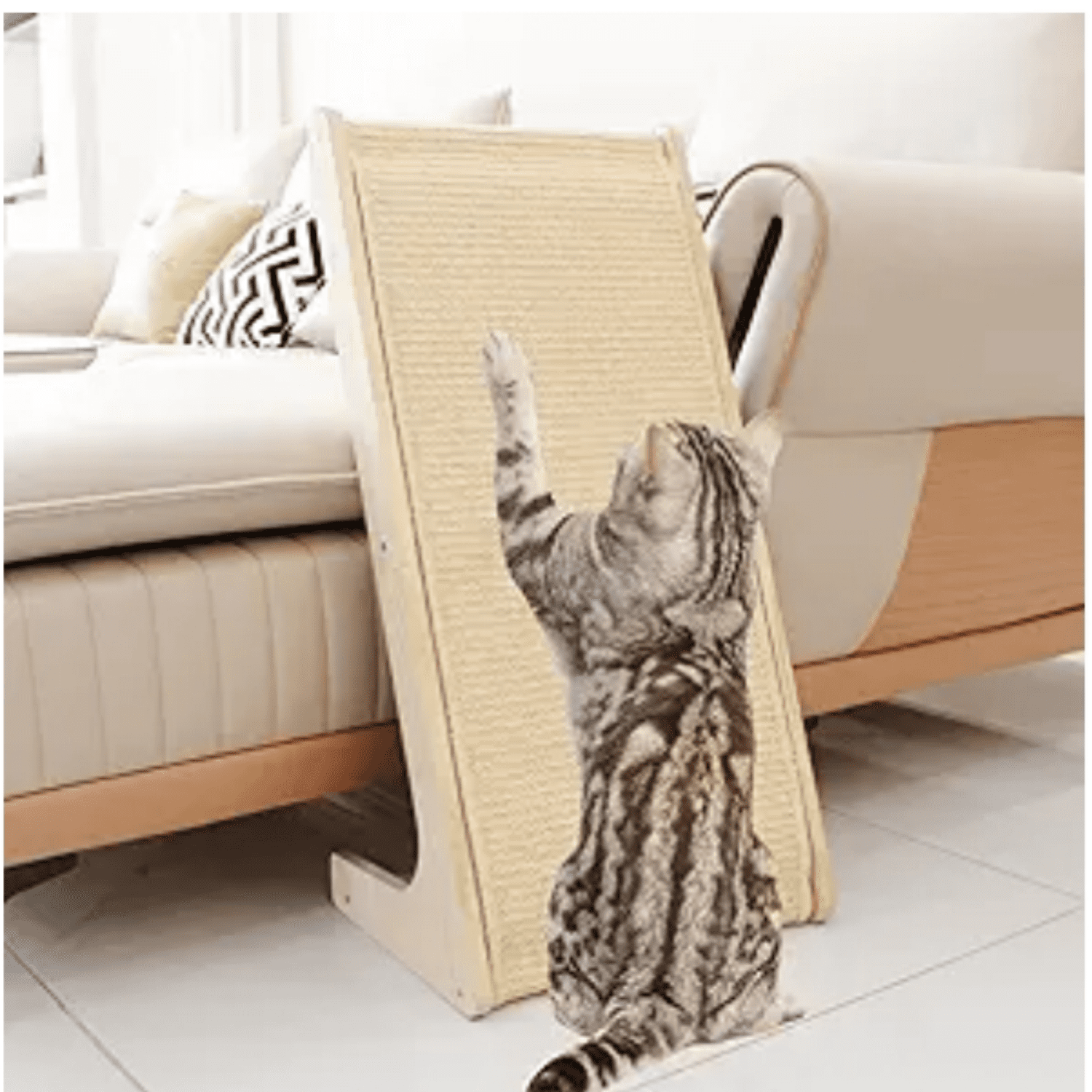 Cat Scratcher,L Shaped Scratch Pad with Natural Wood,Scratching Posts ...