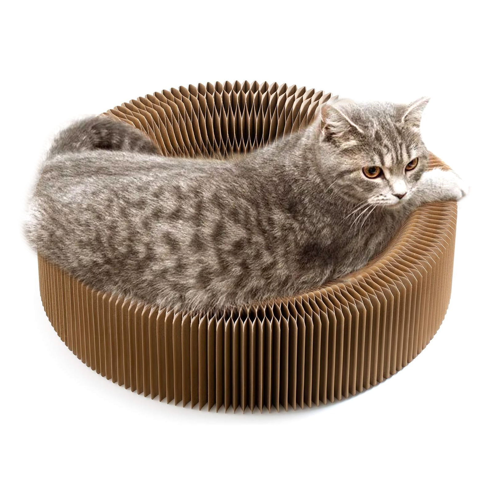 Cat Scratcher Lounge Bed Round Cardboard Cat Bed Corrugated Pet Scratcher Pad Cat Scratching Bed Nest for Indoor