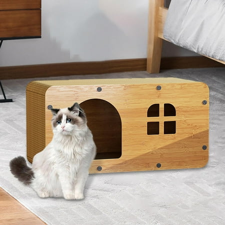 Cat Scratcher Lounge Corrugated Scratching Board Toy Sleeping Nest Sturdy Versatile Rectangle Recyclable Furniture Protector for Exercising 55x29x28cm