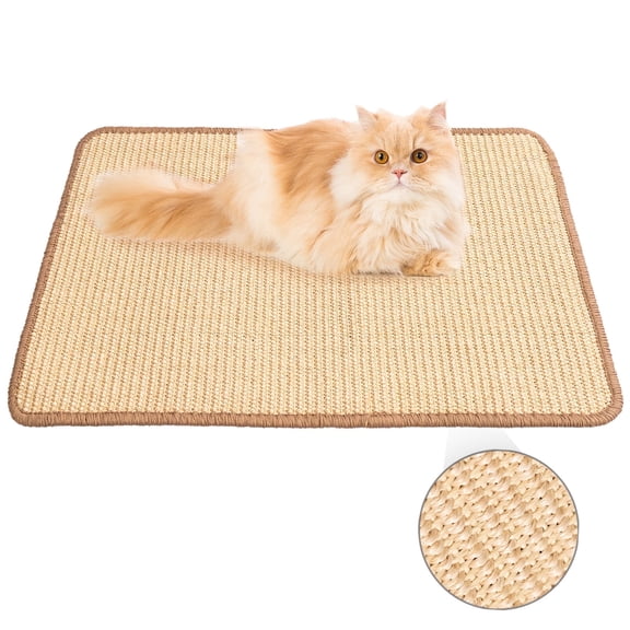 CheerPals Cat Scratcher Mat, 23.6 X 15.7 Inch Sisal Cat Scratch Pad, Furniture Protection Scratching Board, Brown