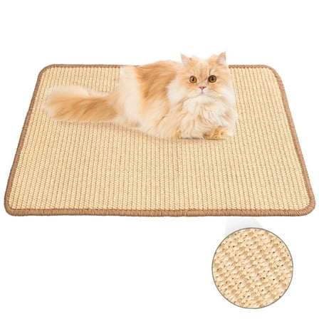 CheerPals Cat Scratcher Mat, 23.6 X 15.7 Inch Sisal Cat Scratch Pad, Furniture Protection Scratching Board, Brown