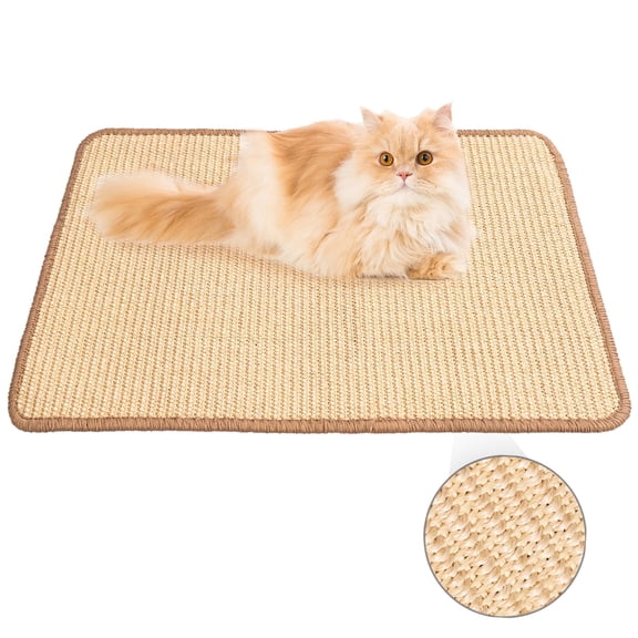 CheerPals Cat Scratcher Mat, 23.6 X 15.7 Inch Sisal Cat Scratch Pad, Furniture Protection Scratching Board, Brown