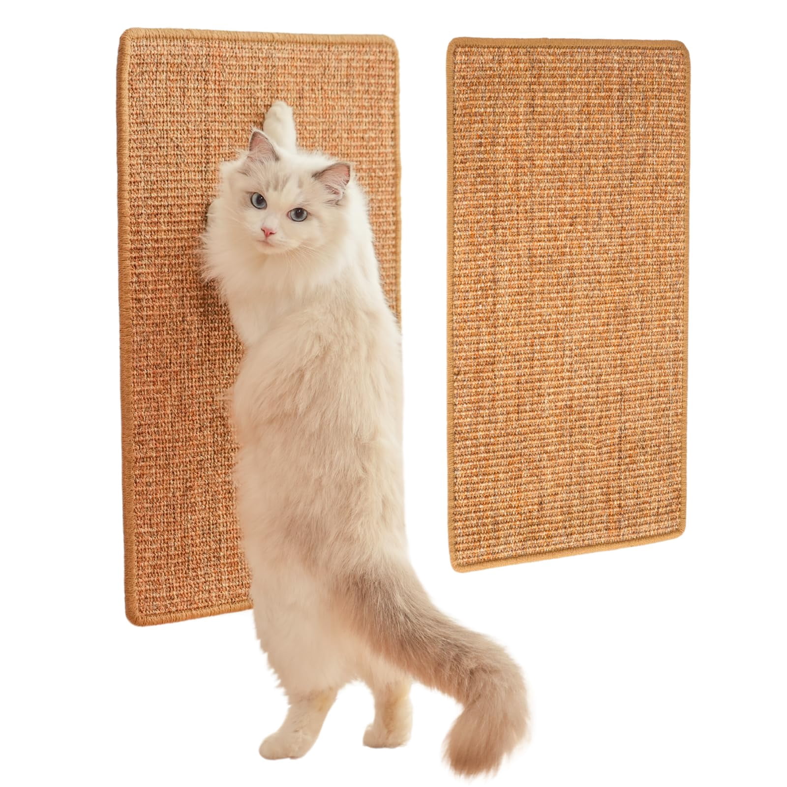 Cat Scratcher Mat 2Pack, 23.6x15.7in Sisal Pad, Multi-functional Scratch Board for Cats/Dogs/Rabbits, Furniture Protector, Brown
