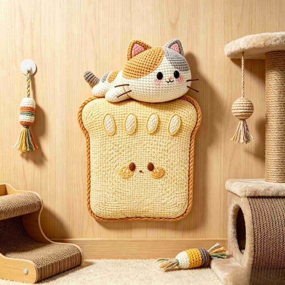 Cat Scratcher Mat,Cute Bread Shape Pad Self Adhesive Cats Scratching Pad,Versatile Household Furniture Protector,Suitable for Cat Scratching and Playing
