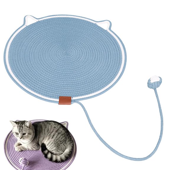 Cat Scratcher Mat for Indoor Cats Grinding Claws Nails, Natural Cotton Rope Cats Scratch Pad, 16.5'' Round Floor Cat Scratching Rug for Protect Furniture, Couch, Carpets, Sofas, Wall, Floor.