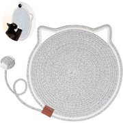 Cat Scratcher Mat, Natural Cotton Rope Cat Scratch Pad, 15.7'' Round Horizontal Floor Cat Scratching Pads for Indoor Cats, Cat Furniture r for Wall, Couch, Carpets, Sofas
