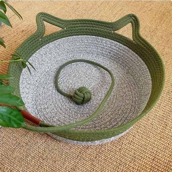 Cat Scratcher Mat, Natural Cotton Rope Cat Scratch Pad, 18in Round Horizontal Floor Cat Scratching Pads for Indoor Cats, Cat Furniture Protector for Wall, Couch, Carpets, Sofas