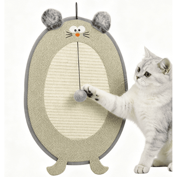 Cat Scratcher Mat, Natural Sisal Squirrel Shape Cat Scratch Mats, Anti-Slip Cat Toy for Indoor