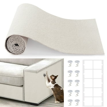 Cat Scratcher Mat,Trimmable Self-Adhesive Furniture Couch Protector,DIY Pet Scratch Pad for Cat Tree Shelves,Sofas,Walls (White,39.4"x15.8")