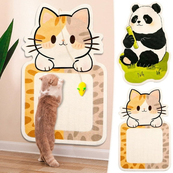 Cat Scratcher Pad Wall-Mounted Durable Non-Flaking Material | Protects Furniture | Space-Saving Vertical Design | Bonus Toy Mouse or Caterpillar Included | Easy Install