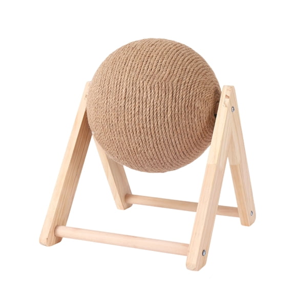 Cat Scratcher, Rabbit Scratching Ball, Natural Sisal Scratcher, Spinning Cat Ball, Solid Wood Scratching Toy for Cats & Kittens, Indoor Interactive Pet Toy (Small)