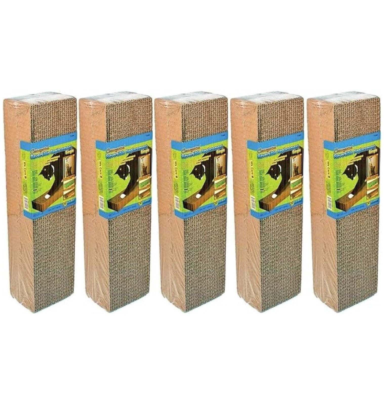 Cat Scratcher Replacement Pads 5-Pack - Corrugated Cardboard Scratching Surfaces - Cat Scratch Pad Refills - Recyclable Cat Scratch Toy Accessories