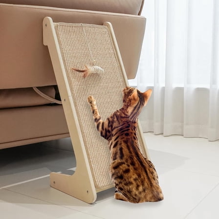 Cat Scratcher, Sisal Cat Scratching Ramp, L Shape Cat Scratch Pad for Indoor Cats, 27" Wall Furniture Protector with Mouse Toy