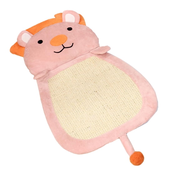 Cat Scratcher Sisal Mat Scratching Board Pad Hanging Interactive Toy Pets Supplies Rug Cat Scratching Mat Lounge Bed for Claw Care Kitty Pink Color Lion