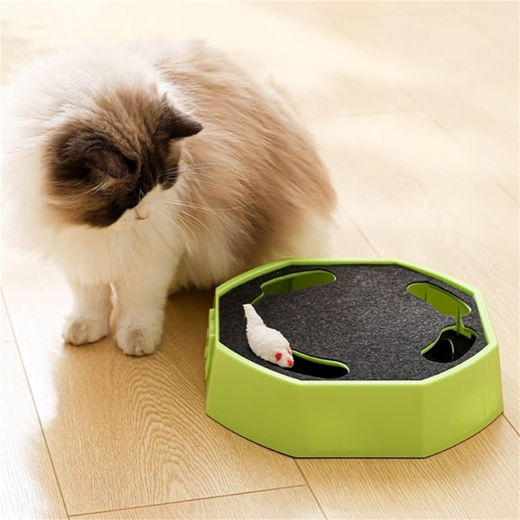 Cat Scratcher Spinning Mouse Toy for Cats, 360° Rolling & Spin with Mesh Plastic Tail, Interactive Cat Toy, Catch the Mouse Fun Game, Rechargeable Plush Kitten Toy