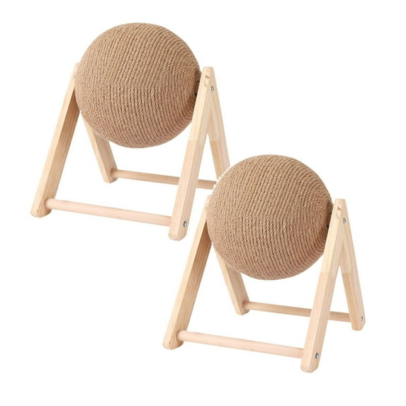 Cat Scratcher Toy, 7.08" Cat Scratching Ball Toy, Sisal Scratcher Ball, Spinning Cat Ball Toy, Solid Wood Scratching Toy for Cats & Kittens, Indoor Interactive Pet Toy - 2Pcs(Spinning Cat Ball)
