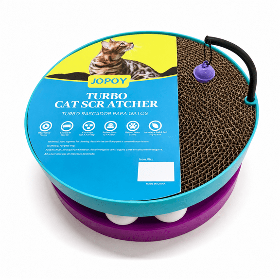 Cat Scratcher Toy Ball Track for Indoor Cats,Round Interactive Scratching Board Double-sided